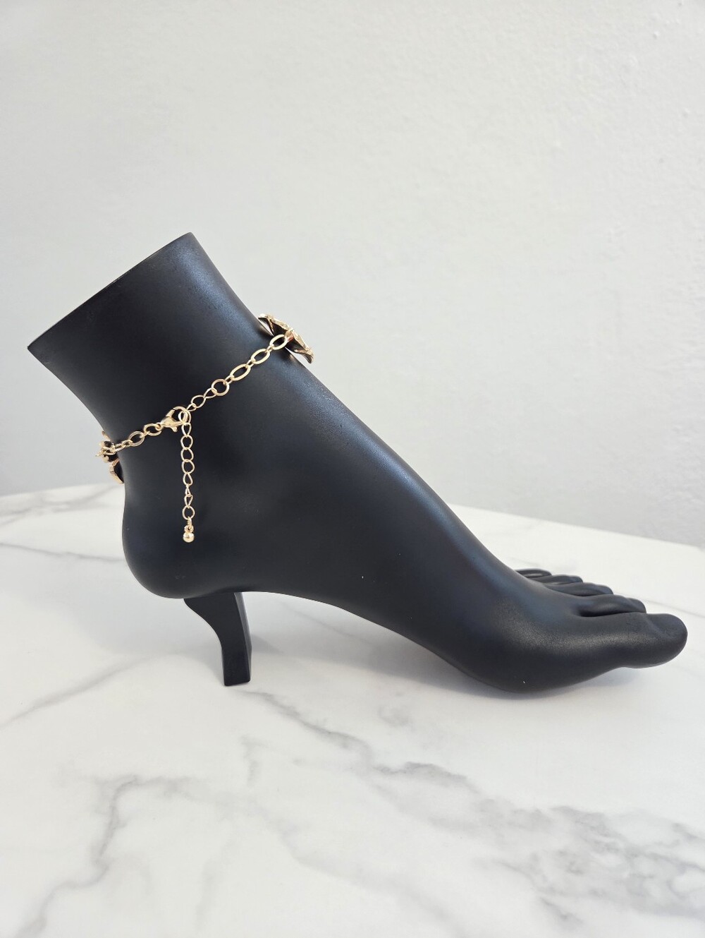 Pink Floral Enamel Gold Tone Anklet Statement Beach Jewelry - Picture 7 of 11